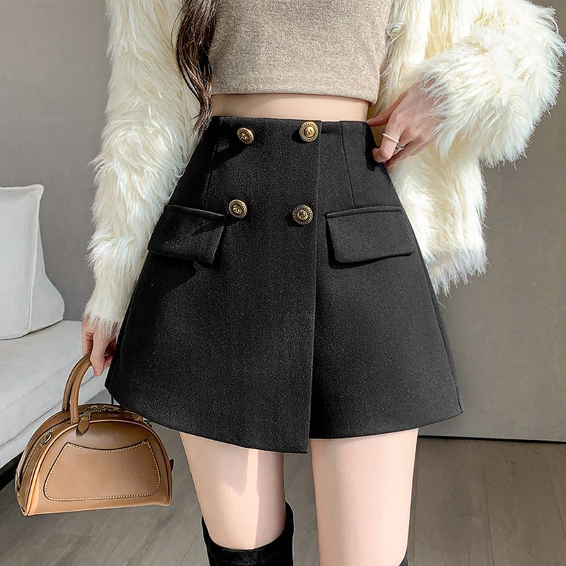 (2개) MAILLARD 두꺼운 세트 바지 여자 봄과 가을 2025 새로운 A 라인 하이 웨이스트 와이드 레그 부츠 올 매치 모직 반바지