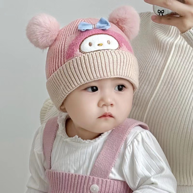 防風帽秋冬帽子かわいい保温耳保護ニット乳幼児赤ちゃん帽子超萌え厚い保護|undefined