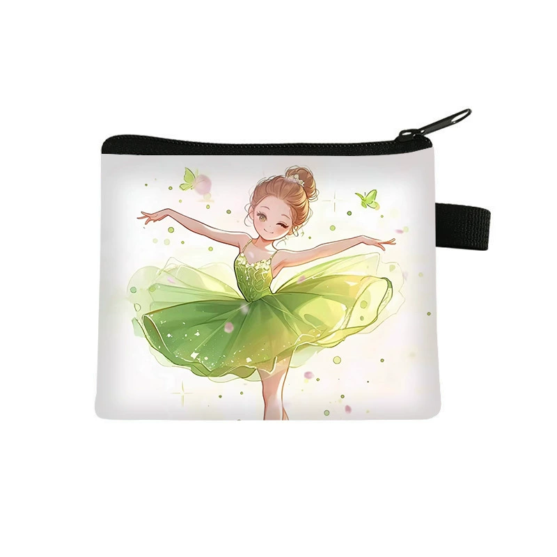 Мини-кошелек для монет в стиле балетного танца, держатель для школьных пропусков, ультралегкая унисекс-сумка на молнии с мультяшным принтом, оптовая продажа, хит продаж.