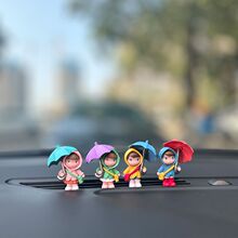 新款汽车摆件可爱卡通雨伞女孩车载装饰用品网红款治愈系人物摆件