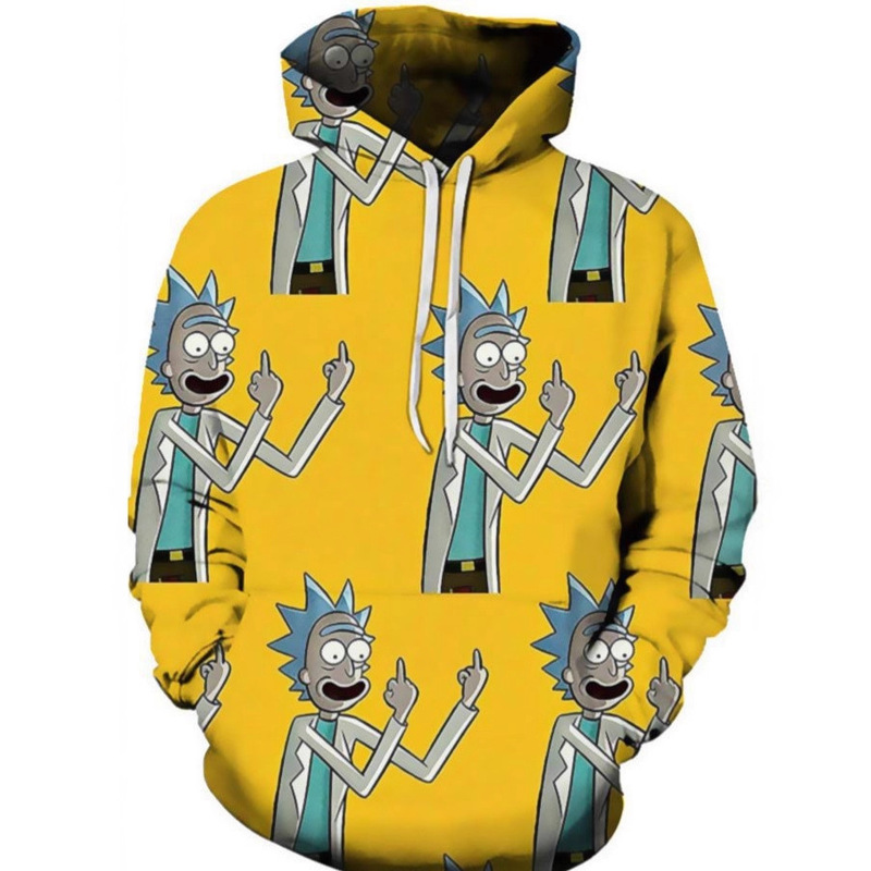 Cross-Border Hot Selling American Comic Printed Long-Sleeved Hoodie 3D Digital Printing Rick and Morty Printed Casual Sweatshirt for Men