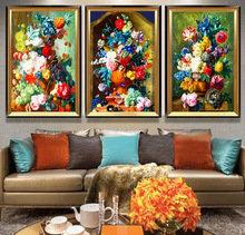 欧式复古花瓶静物艺术油画喷绘装饰画客厅餐厅沙发墙壁花卉帆布画
