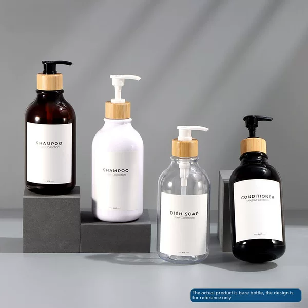 In Stock 500ml Pet Press-Type Round Shoulder Plastic Shower Gel Empty Bottle Cosmetic Dispensing Bottle 300ml Shampoo Bottle