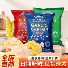 趣莱福FINUTE蒜味虾片82g韩国进口礼包膨化休闲食品爆品无糖虾片