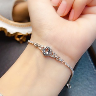 New natural aquamarine bracelet S925 silver inlaid main stone 5*7mm Joker net red explosions wholesale women's ornaments