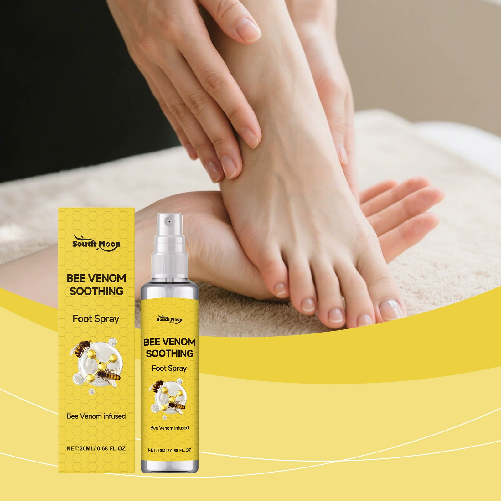SOUTH MOON Спрей для ухода за ногами с пчелиным ядом Нежный уход за ногами Питательный увлажняющий спрей для ежедневного ухода
