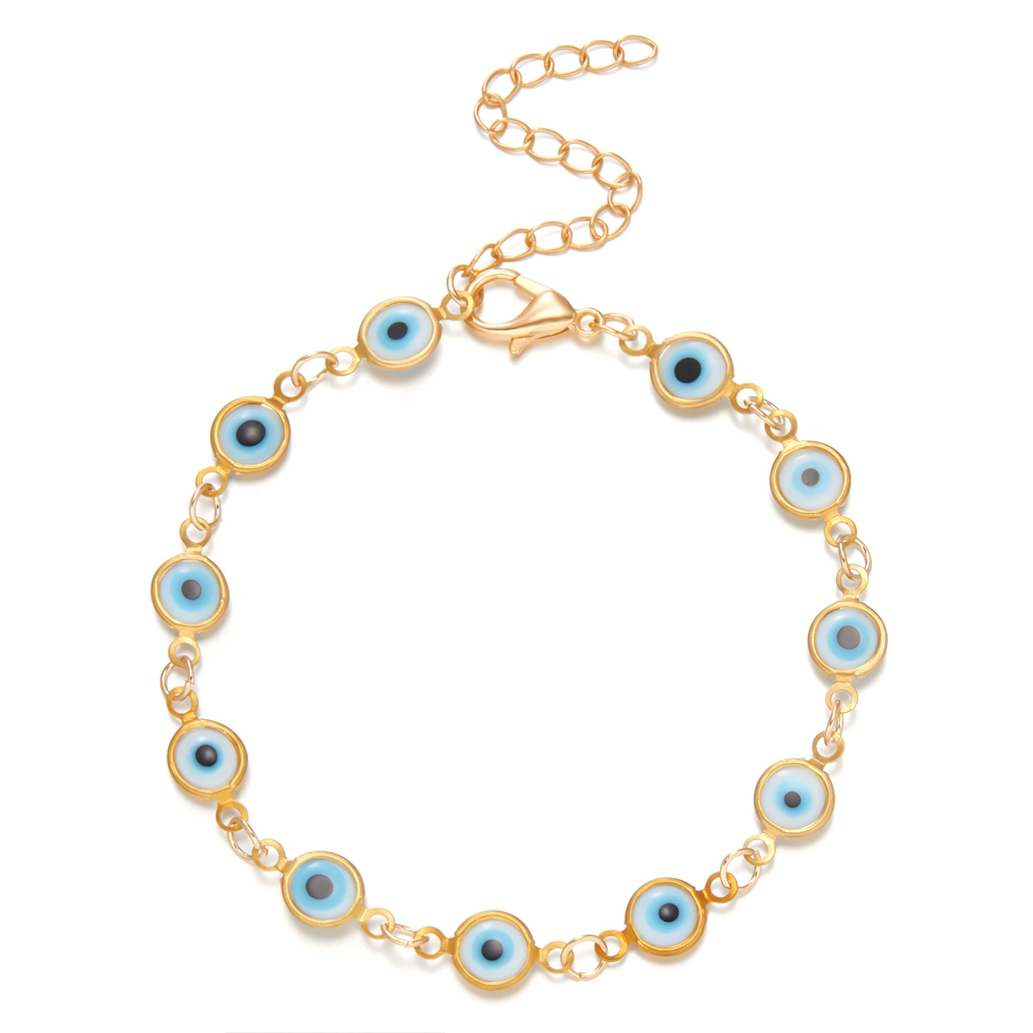 Браслет Gangmai Jewelry BR22Y0176 — 6 мм сплав защитное «глаза-злой глаз» регулируется 16+5 см