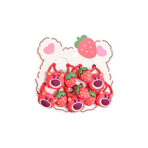 Children's Strawberry Bear Hair Strap Cute Hair Rubber Band Little Girl's Elasticity Does Not Hurt Hair Headgear Cartoon Headband
