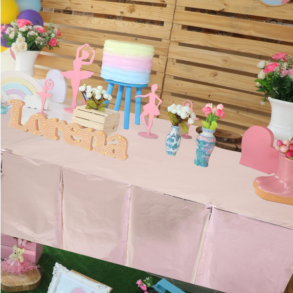 Nuevo PET con superficie brillante y sin lavado para decoración de mesa de comedor de fiesta de cumpleaños, mantel de papel de aluminio_voghion.com