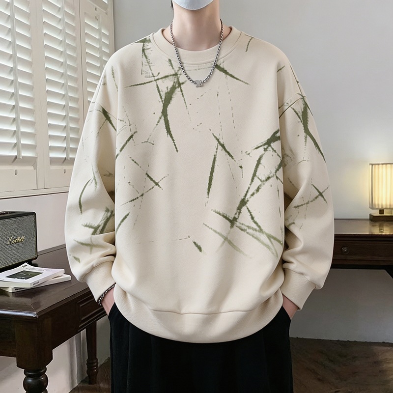 New autumn/winter men's hoodie, casual and versatile, stylish long-sleeved T-shirt, crew neck sweatshirt for young men.