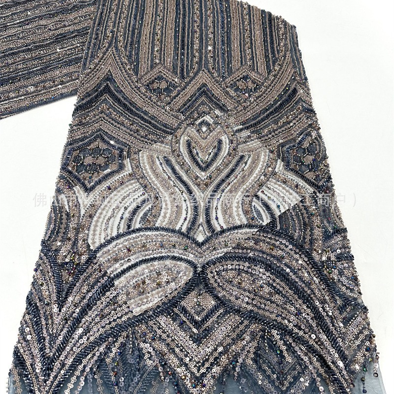 Industria pesada cuatro perlas Gaoding serie de lujo vestido de boda modelo de fiesta cena tela de moda esquinilla bordado tubo de perlas