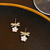 Silver needle with bow, cute design earrings, silver 925 sample, flowered, trend of season