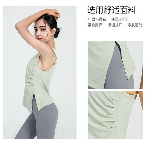 Cross-border Lulu women's yoga top summer sleeveless fitness backless dry-fit sport T-shirt exercise fitness clothing for women
