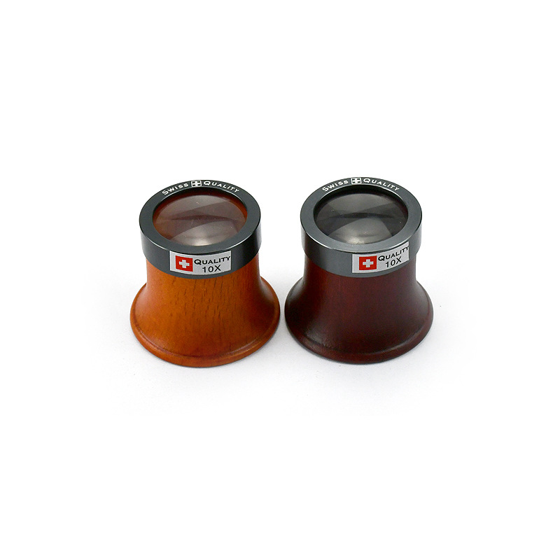 钟表工具 放大镜10倍 木质修表放大镜 玻璃镜 面目镜