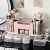(Pink) Double-tube rotating storage box