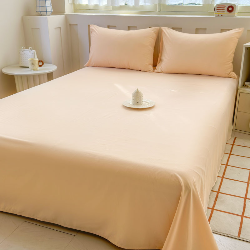 2025 nuevo estilo japonés color sólido viento sin impresión tipo A leche algodón lavado súper suave sábana de una pieza funda de almohada