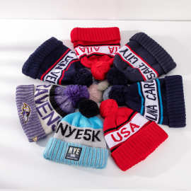 成人时尚男女字母保暖瓜皮帽纯色圆顶针织帽线帽工厂加 工订 做