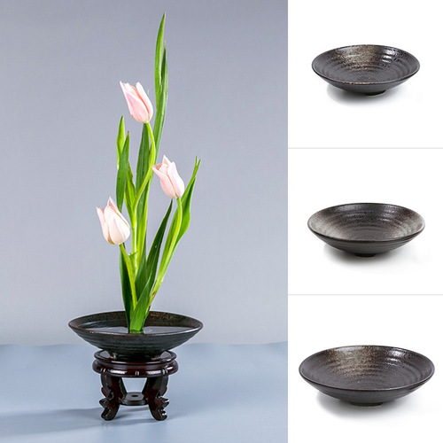 Chinese Zen ceramic flower pots, flower arrangements, three-legged bowls, large Japanese-style small original flow creative flower arrangement vessels, sent to Jianshan