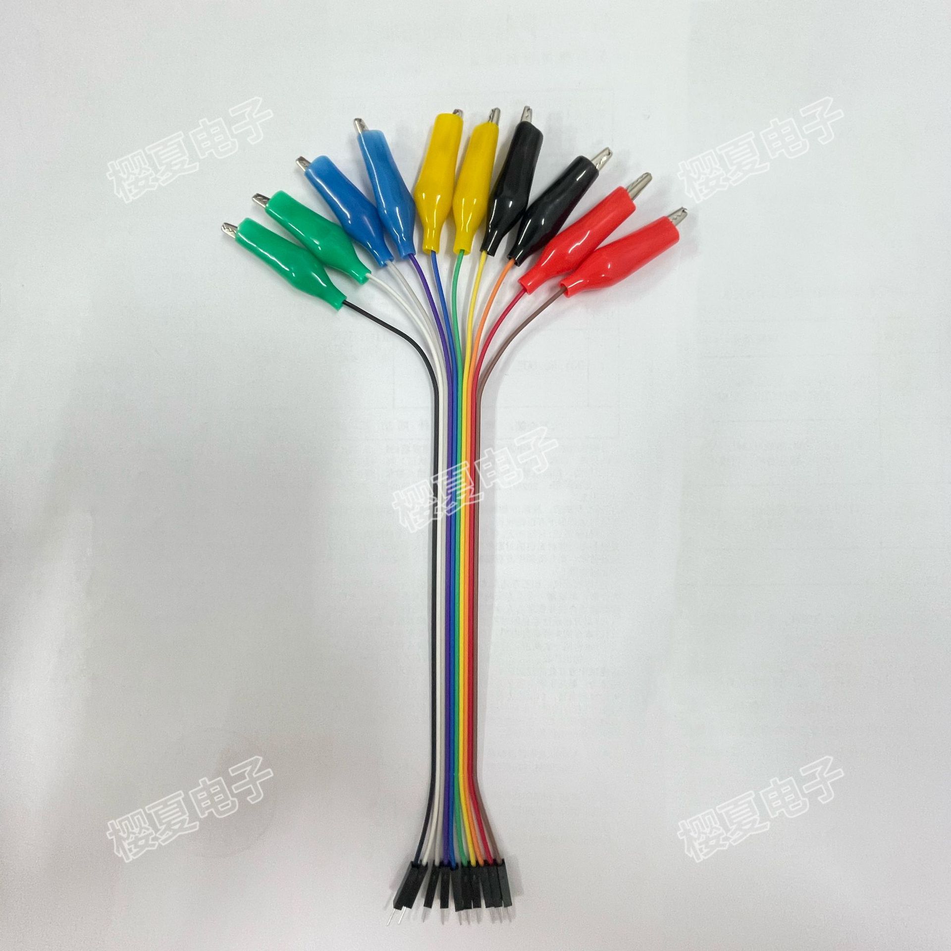 半铜10P杜邦彩排公/母头转鳄鱼夹导线 充电夹/测试夹连接线