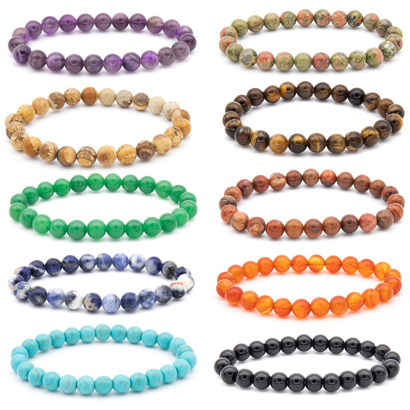 8mm factory stall Wholesale natural stone handmade fashion simple new men's agate beaded bracelet