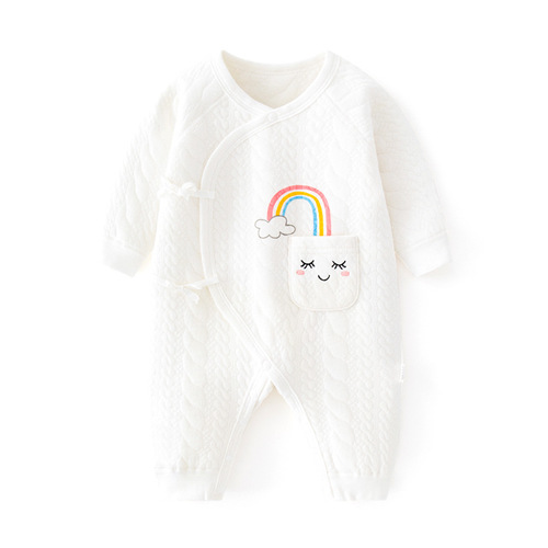 Newborn baby clothes, baby jumpsuits, winter clothes, pure cotton, fashionable going out, spring and autumn children's clothes, baby warm clothes