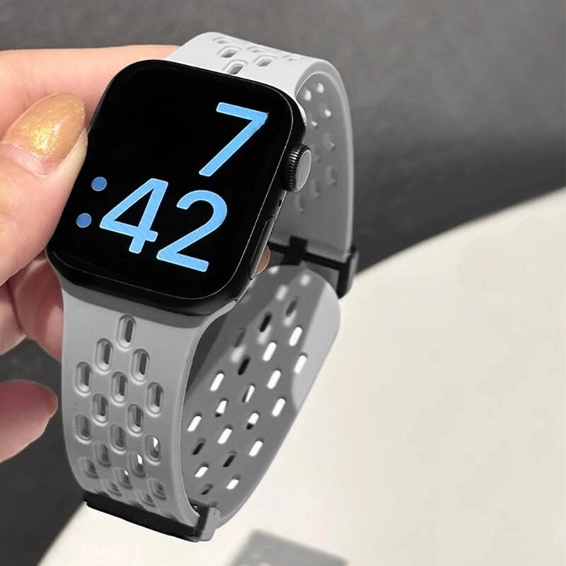 Apple の新しいホールシリコン磁気バックル iwatch ストラップ夏 7 通気性 8applewatch 男性と女性に適しています|undefined