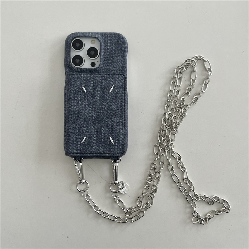 Hand-stitching card crossbody-blue