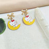 Cartoon fashionable earrings, silver needle with bow, silver 925 sample