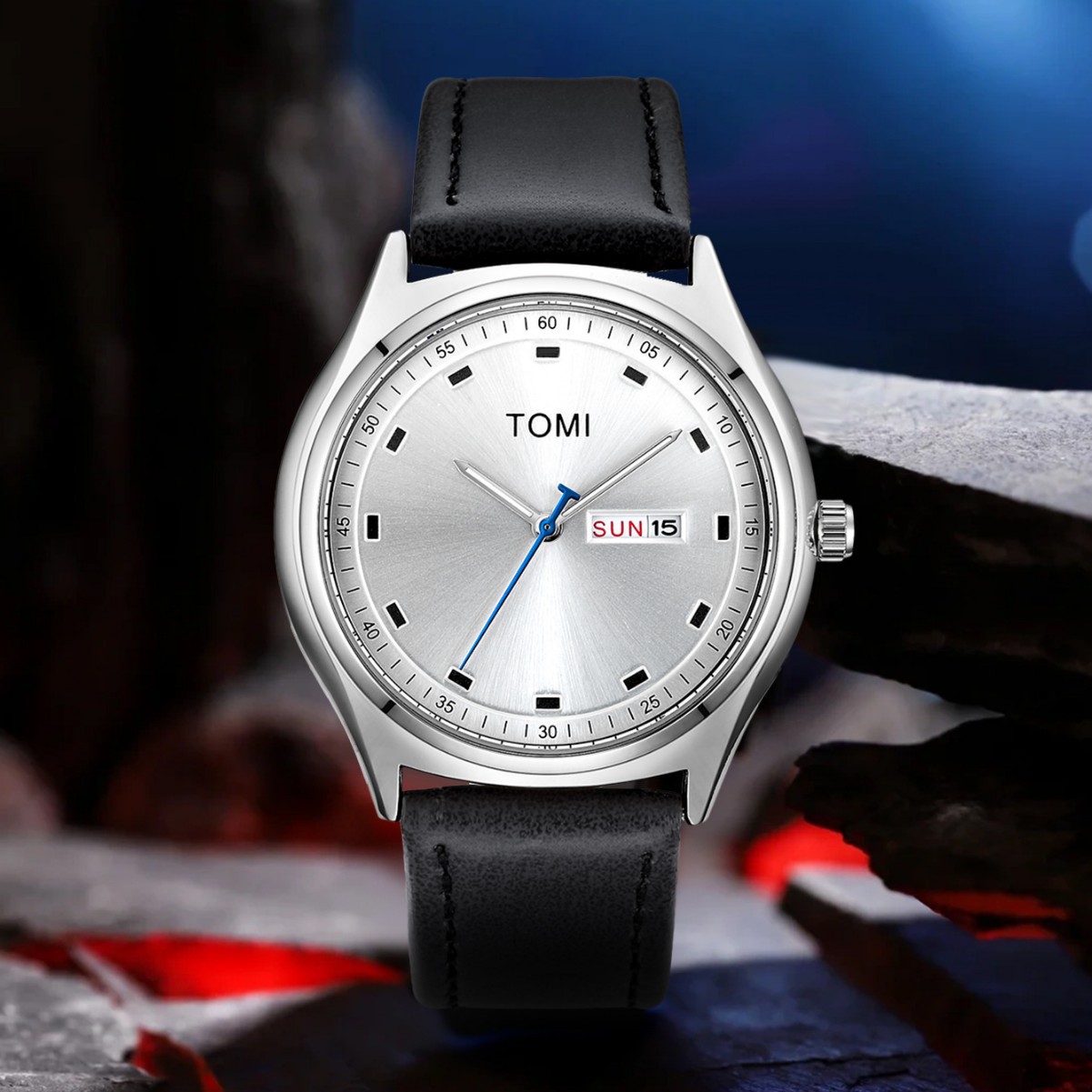 [Directly from the Manufacturer] Tomi Fashion Simple Double Calendar Belt Watch Korean Style Men's and Women's Casual Fashion Couple Watch