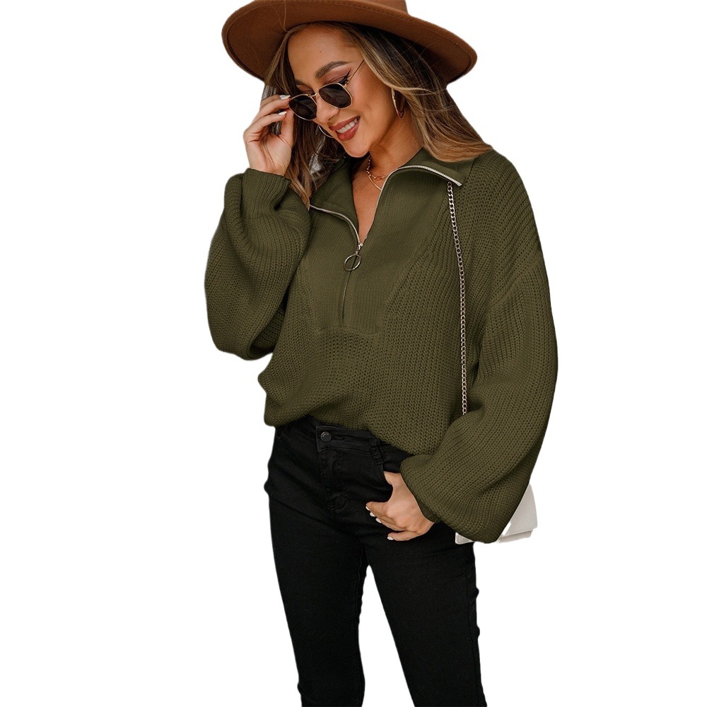 Suéter Chaqueta de Punto con Cierre, Estilo Urbano, Tendencia de Moda Primavera 2025, Color Sólido, Estilo Europeo y Americano