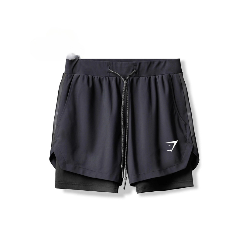 Gymshark Fitness Shorts Men's Summer Running Sports Double-Layer Elastic Quick-Drying Shorts Cross-Border Wholesale Gymshark Fitness Shorts Men's Summer Running Sports Double-Layer Elastic Quick-Drying Shorts Cross-Border Wholesale