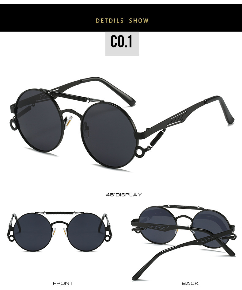 54g Weight Full Frame Glasses Structure Sunglasses Classification PC, UV400 Protection Lens Material Round Frame Glasses Style Outdoor, Travel Occasion Color Block Pattern Unisex Gender Elegant, Simple Style Style Grey, Black Color Elegant Simple Style Color Block PC UV400 Protection Round Frame Full Frame Women's Sunglasses 6