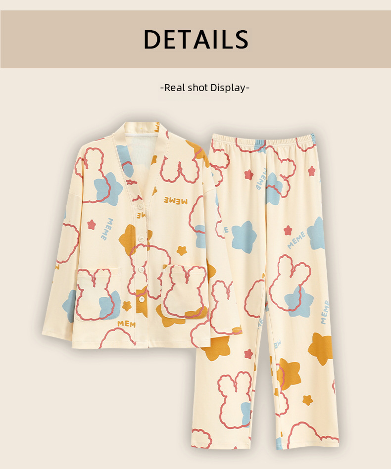 Baumwoll-pyjama-set Für Mädchen Langärmeliges Hausanzug-set Süß_voghion.com