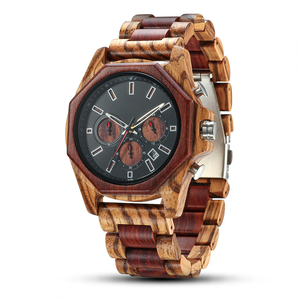 Nouvelle mode créative multi-fonctionnelle ensemble montre à Quartz vente chaude hommes bois montre tempérament montre_voghion.com