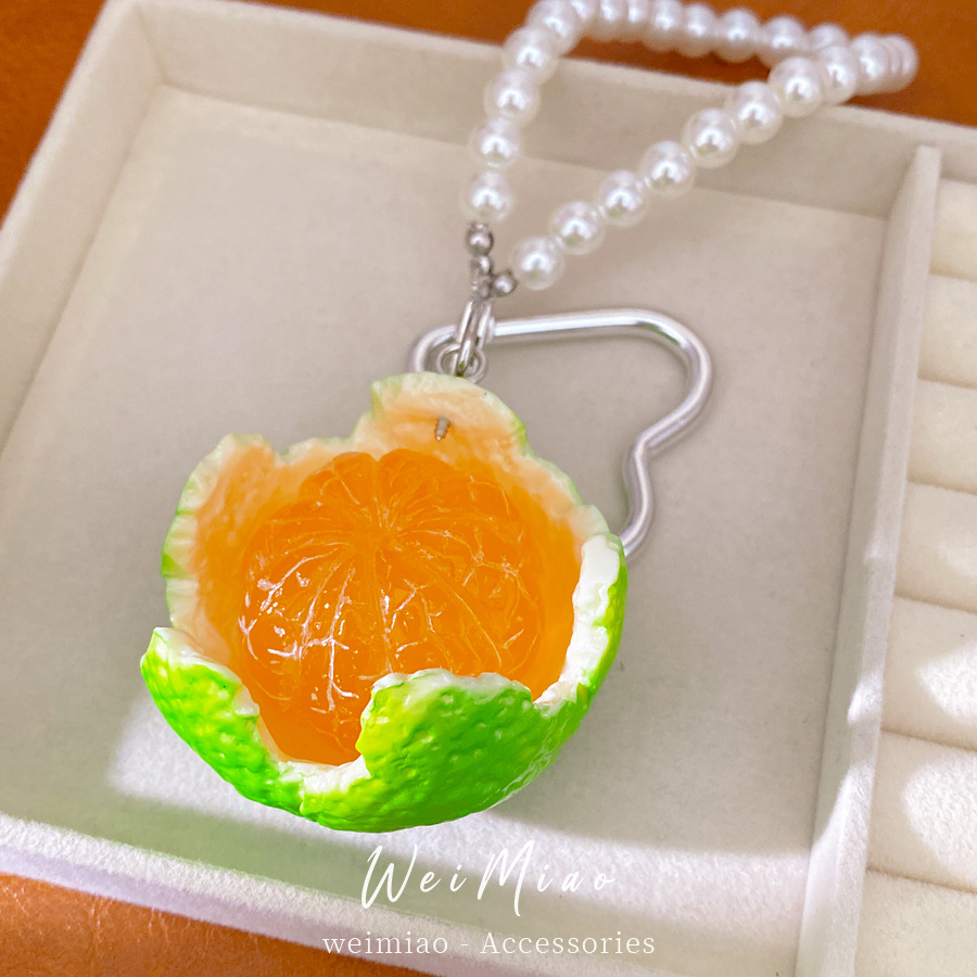 Naranja perla cuentas personalidad temperamento nicho moda cadenas de teléfonos móviles accesorios frescos accesorios al por mayor image 2