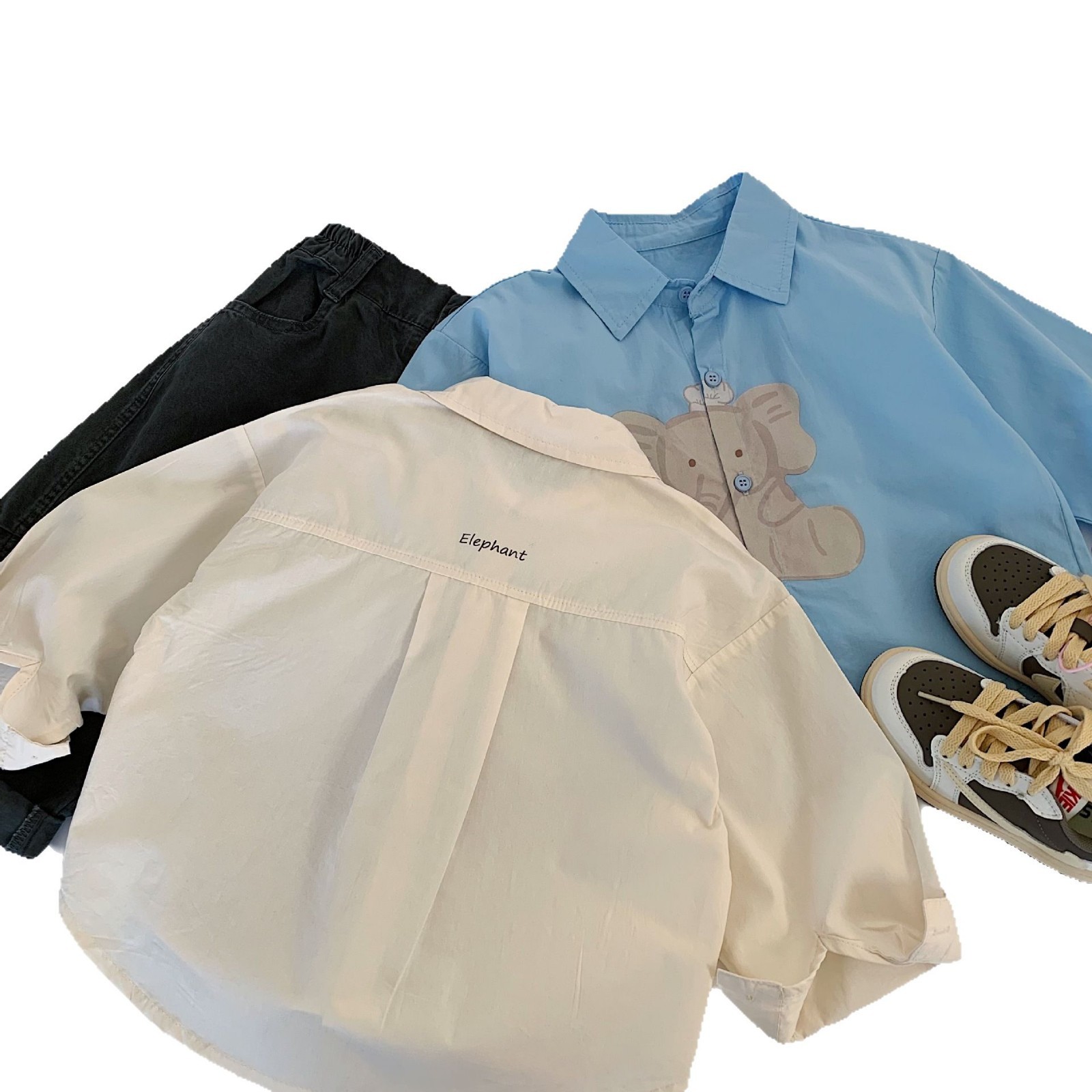 Camisas infantiles de Maibo 2025, otoño, lindos cardigans con solapa de dibujos animados para niños y niñas, chaqueta, nueva camisa de elefante de moda