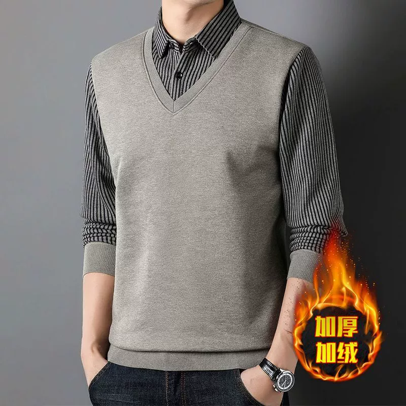Set, sweater, shirt, warm long-sleeve, keep warm knitted thermal underwear