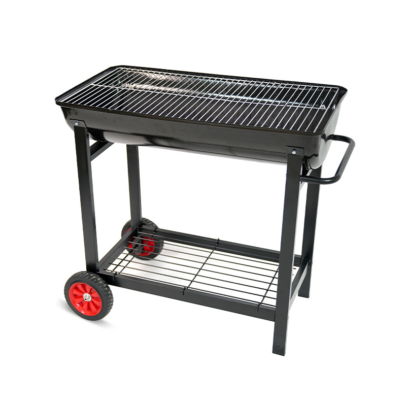 Parrilla para el hogar tipo carro grueso en stock, brochetas de jardín, parrilla de carbón para barbacoa, parrilla para acampar, parrilla para exteriores