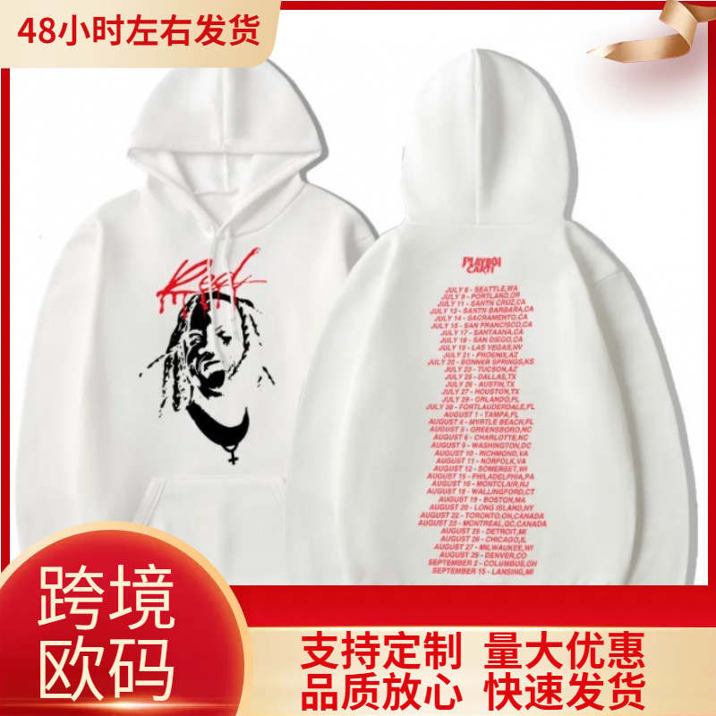 2025 New Model Foreign Trade Independent Site Playboi Carti All-Red Playboi Carti Hoodie