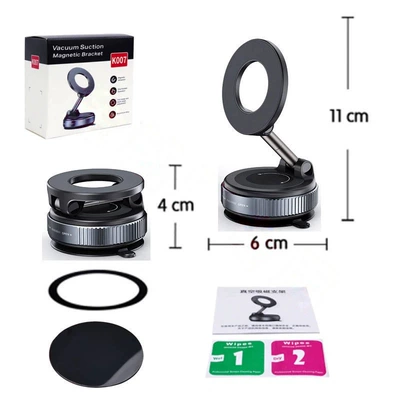 Car phone holder Cross-Border Car Suction Cup - alloy-rod-standard-magnetic-black-vacuum-attachment-k007color-box-packaging