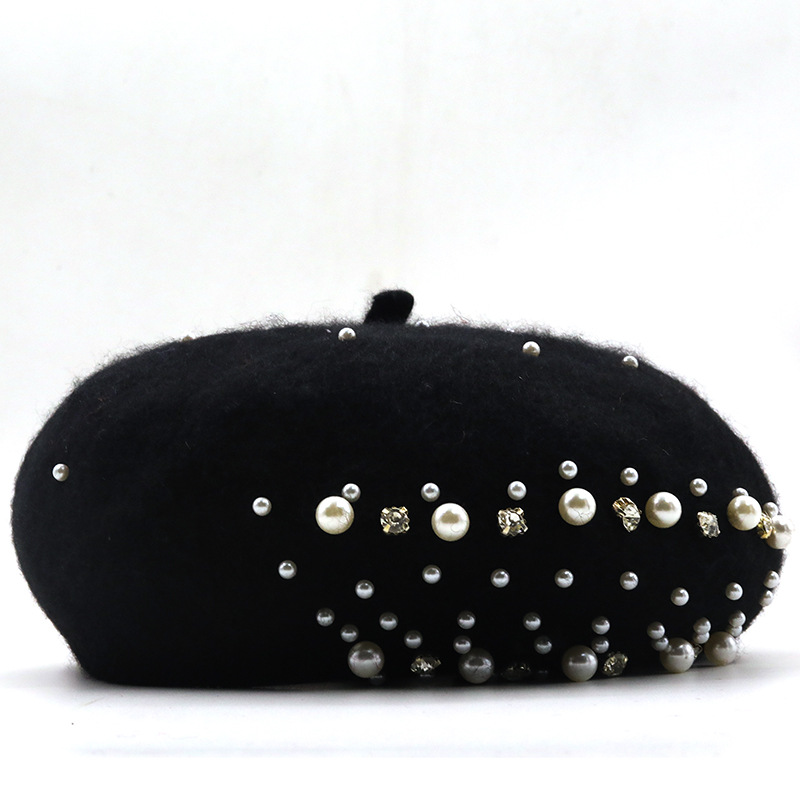 Pearl Rhinestone Wool Knitted Beret Wholesale Nihaojewelry display picture 10