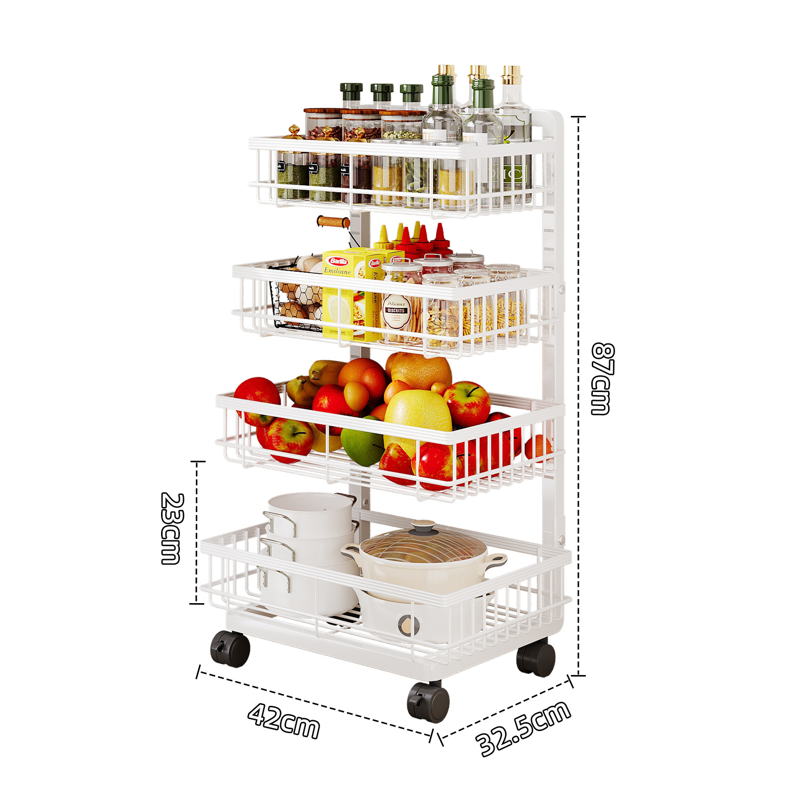 Estante de almacenamiento de verduras cocina carro de piso multicapa estante de almacenamiento de utensilios multifuncional estante de almacenamiento de cestas de verduras