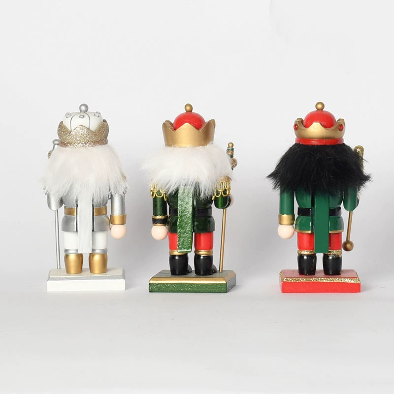 Серебристо-розовый блестящий 16,5 см Rudolph? Actually Nutcracker King Scepter Puppet Man Mini Nutcracker Christmas Ornament