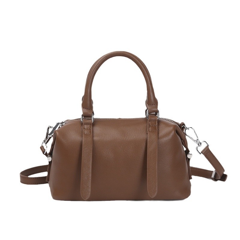 Women's Handbag For Work & Commuting, Genuine Vegetable-Tanned Top Grain Leather Crossbody Bag, Vintage Single Shoulder Boston Bag - Thumbnail 5