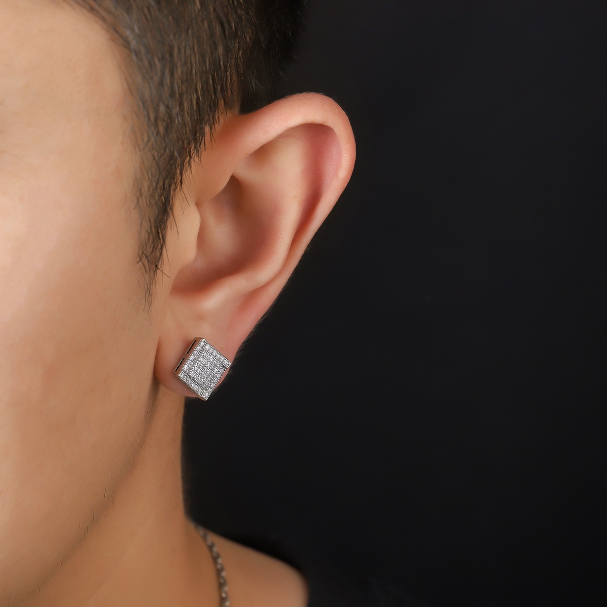Square Zircon Stud Earrings For Men And Women Elegant Accessories_voghion.com