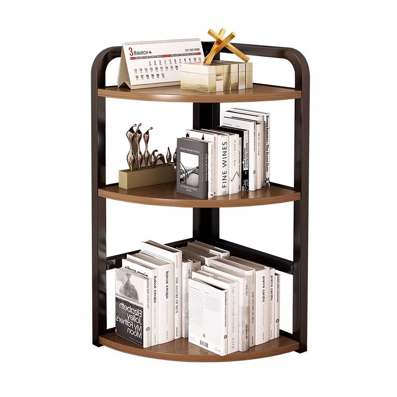 Estante de escritorio estante de almacenamiento simple de esquina de escritorio estante de almacenamiento de esquina de pared de esquina doméstica pequeño estante de libro triángulo acabado