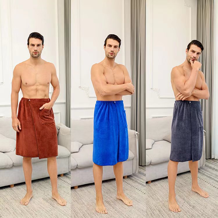 Men's Bath Dress Hotel Household Simple Microfiber Bath Towel with Buckle Wearing Bathrobe Quick-drying Absorbent Beach Dress Men's Bath Dress Hotel Household Simple Microfiber Bath Towel with Buckle Wearing Bathrobe Quick-drying Absorbent Beach Dress