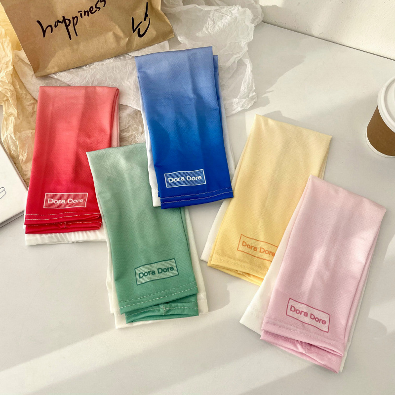 Nuevo gradiente de color protección solar manga de hielo manga de brazo impresa transpirable protección UV verano hielo seda alargada manga de hielo