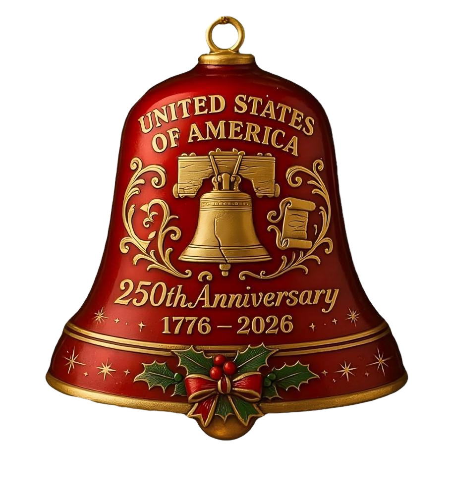 Colgante transfronterizo de los Estados Unidos 250 aniversario recuerdos acrílico 2D colgante de campana para celebrar el 250 aniversario de los Estados Unidos