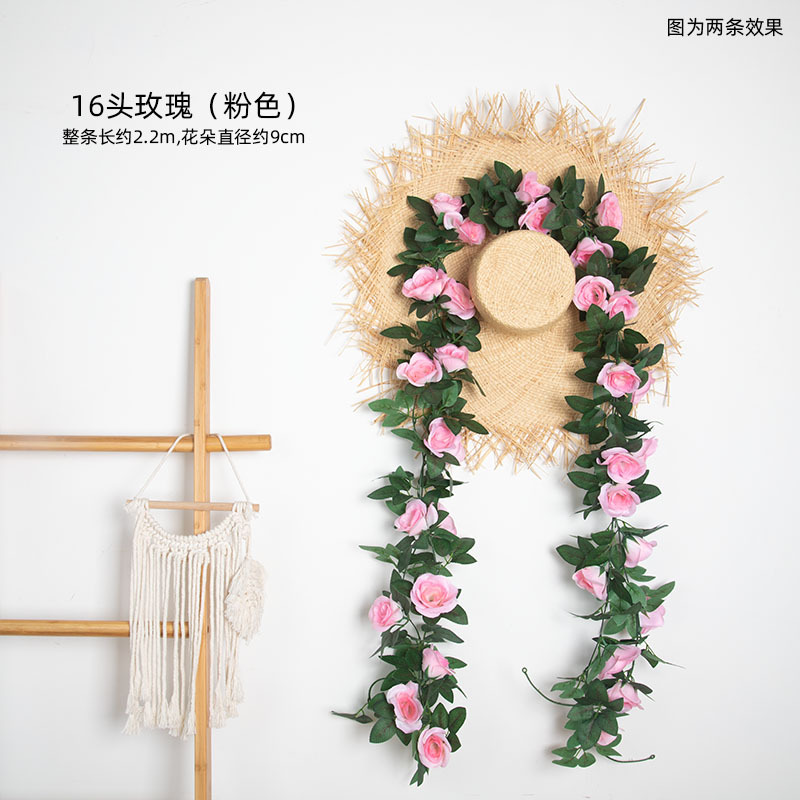 Flor artificial vid Rosa ratán boda decoración interior tubo sinuoso peonía flor tira flor artificial techo flor artificial vid